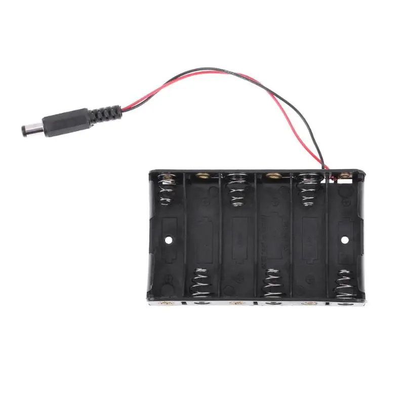 

50pcs/lot MasterFire 9V 6 Slots AA Battery Case Cover Storage Box Holder For 6 X AA Battery With DC 2.1 Power Jack For Arduino