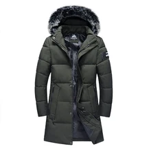 Новинка, Армейский Зеленый жакет, мужское зимнее пальто, модная длинная теплая парка, Мужская Толстая куртка с хлопковой подкладкой, высокое качество