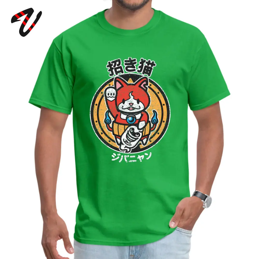 Maneki Nyan Round Neck T Shirts Summer T Shirt Short Sleeve Hip Hop 100% Cotton Custom Tops & Tees Europe Men Wholesale Maneki Nyan 2541 green