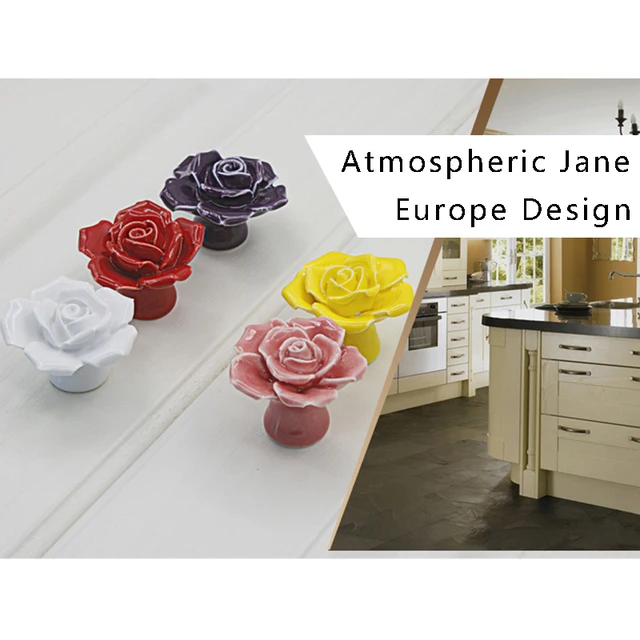 Best Offers 1pcs Modern Rose Flower Handles Cabinet Ceramic Knobs Single hole Kitchen Handles Dresser Closet Kids Bedroom Furniture Best Offers 1pcs Modern Rose Flower Handles Cabinet Ceramic Knobs Single hole Kitchen Handles Dresser Closet Kids Bedroom Furniture