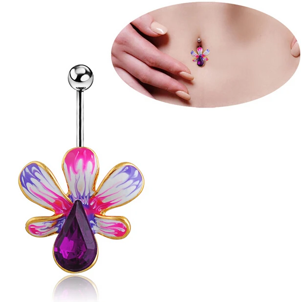 

2015 Ear Plugs Fake Septum Drop Oil Flowers Belly Button Ring Body Jewelry Piercing Navel Pircing Ombligo Percing Pirsing Sexy