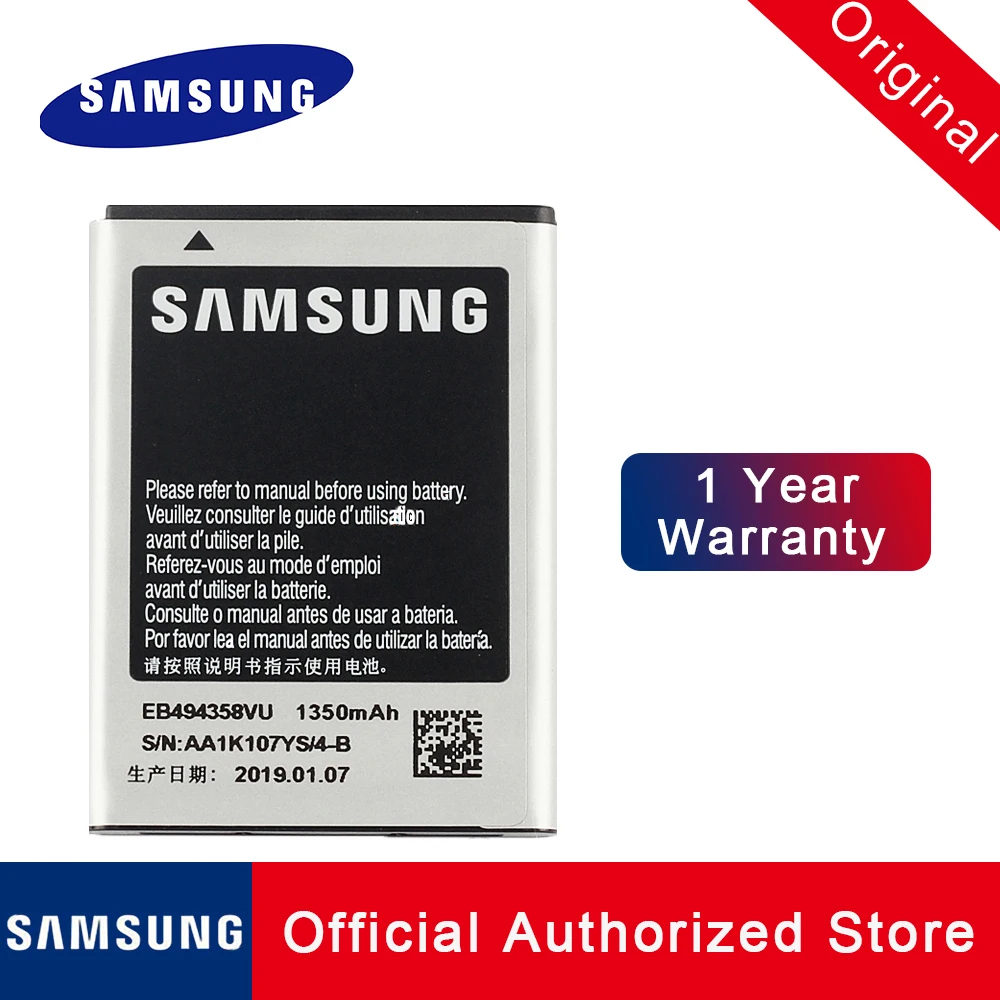 

100% Original EB494358VU Replacement Battery for Samsung Galaxy ace S5830 S5660 S5670 Phone Batteria Akku 1350MAH fast shipping