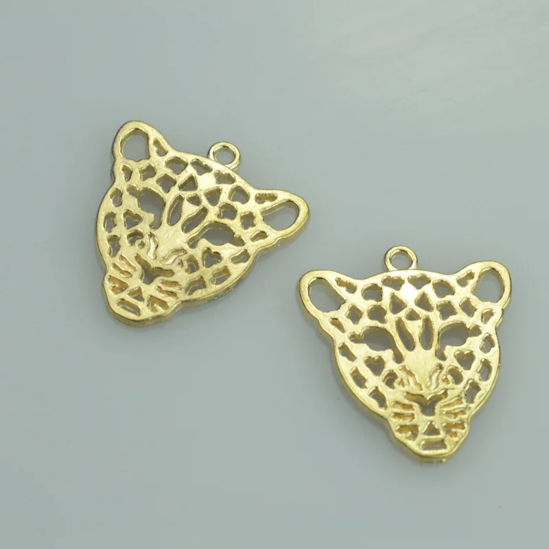 

9 pcs free shipping Champagne gold charms diy metal leopard pendant for necklace&bracelets jewelry making 28*26 mm 33149A