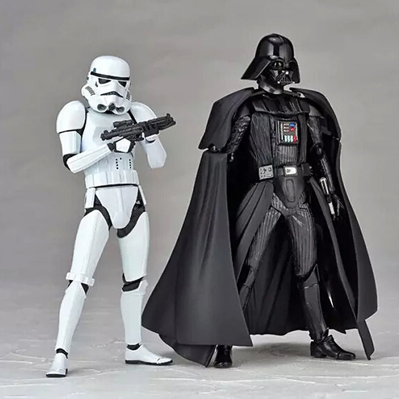 Star Wars Toy Black Darth Vader With Lightsaber White Stormtrooper With Gun DIY Action Figures Joints Moveable MInifigure Toys