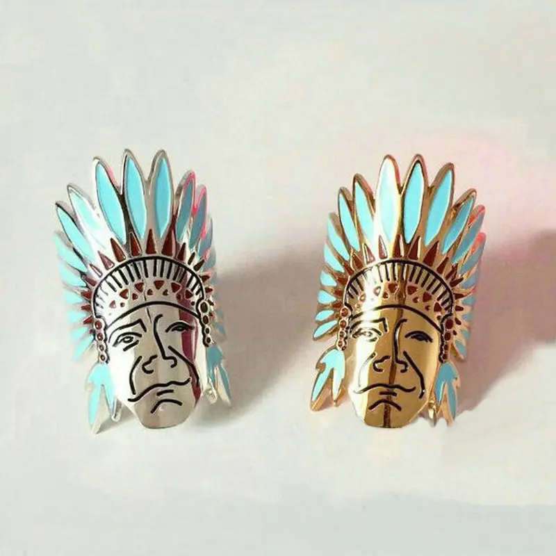 

New Arrival Color Enamel Indian Chief Skull Pharaoh Ring