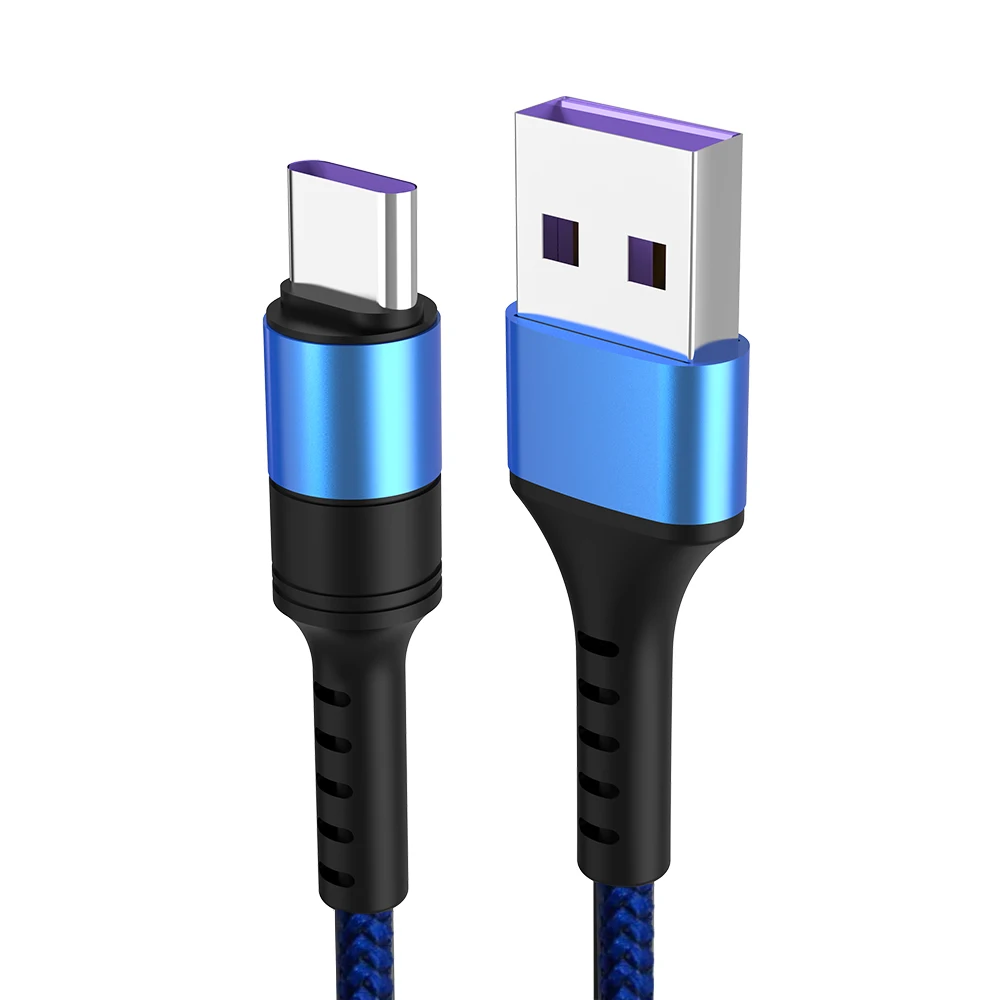 Супер зарядка 5А Usb кабель Быстрая зарядка Usb type-c кабель для huawei Honor 20 10 P20 P10 Pro mate 10 mate 9 Pro Usbc кабель 1 м - Цвет: Blue