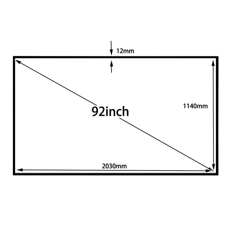 HD 92 дюймов 16x9 широкоформатный ультра тонкий граница 12 мм матовый белый фиксированная рамка проекционный экран для домашнего кинотеатра проектор