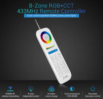 

[Seven Neon]Mi.Light wireless 8-Zones 433MHz remote Control RGB+CCT Controller for RGB+CCT LED Floodlight bulb