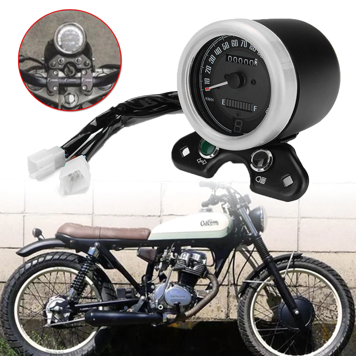 1x Motorcycle Retro Odometer Speedometer Oil Gauge LED Signal Light Odometer Gear Display USB Charger For Honda CG125 Cafe Racer 1x Motorcycle Retro Odometer Speedometer Oil Gauge LED Signal Light Odometer Gear Display USB Charger For Honda CG125 Cafe Racer