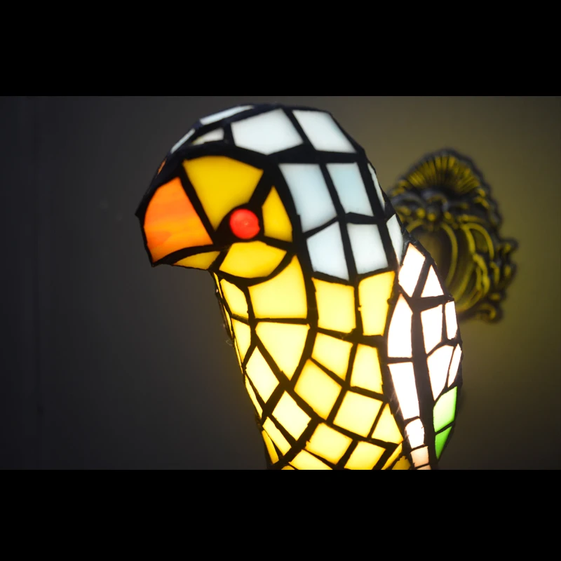 Macaw bird tiffany wall lamp stained glass wall mounted accent lamp for foyer novelty light fixture unique home decor lighting Macaw bird tiffany wall lamp stained glass wall mounted accent lamp for foyer novelty light fixture unique home decor lighting