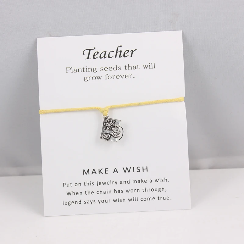 Серебряный лучший учитель когда-либо шармы браслеты Регулируемые поздравительные открытки браслеты для женщин мужчин подарки на день учительницы подарки