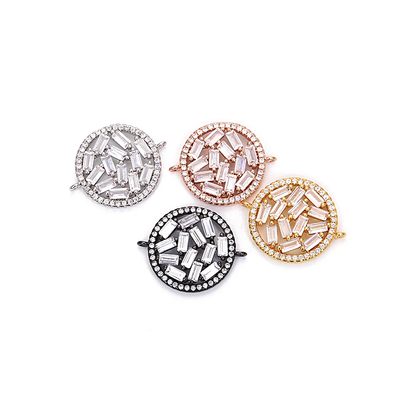 

Micro Pave Zircon Round Charms Copper Silver Gold Color Bracelet Connectors for Jewelry Making DIY Rounded Necklace Accessories