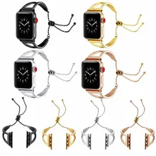 Женский ремешок для часов Apple Watch band 38 мм/42 мм/40 44 мм Металлический Стальной ремешок из нержавеющей стали для i Watch series 4 3 2 1 браслет