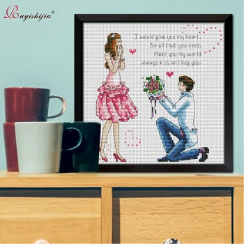 

RUYISHIJIA Embroidery,Paintings,Needlework,Cross stitch kits,Couple, confession, proposal,DIY Cross-stitch,thread embroidery