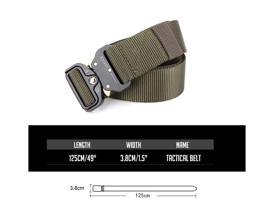Men Belt Sport Waistband Adjustable Military Police Tactical Combat Metal Buckle
