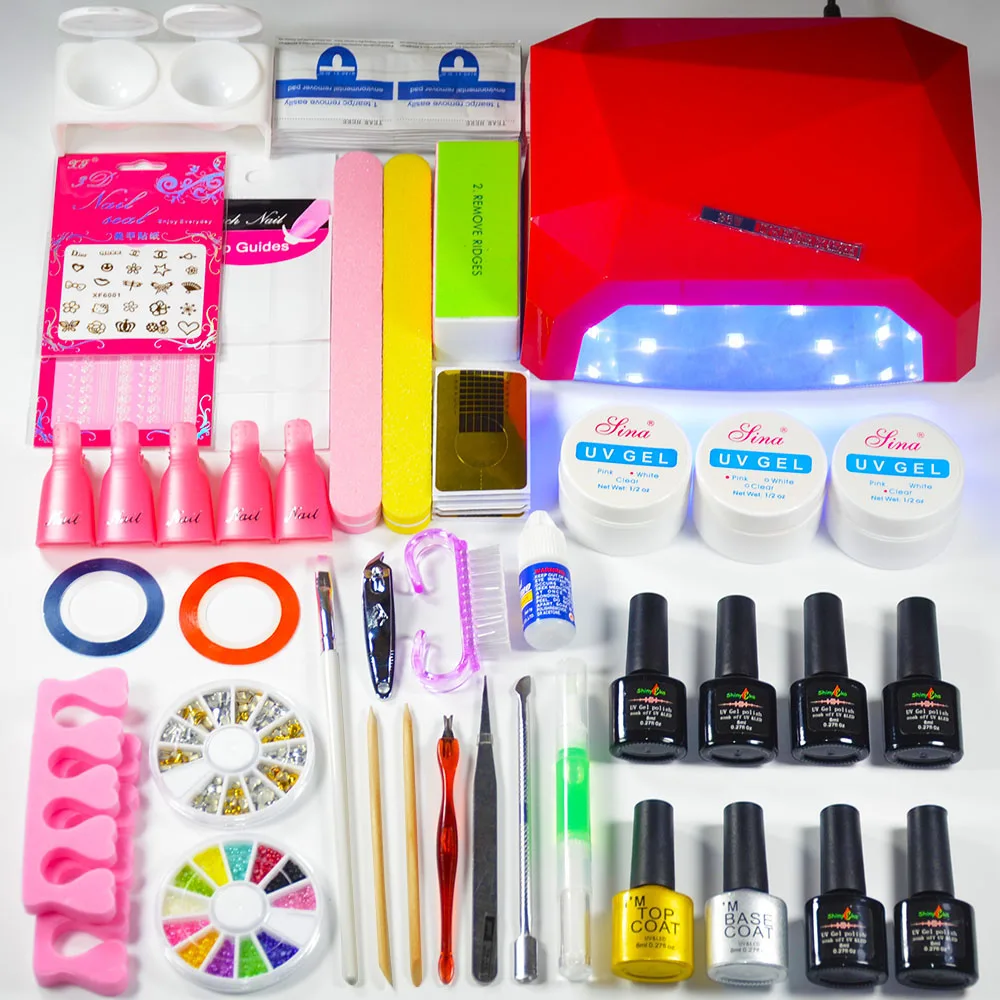 Nail Set with 36w uv/led lamp for Manicure Nail Extension UV Gel