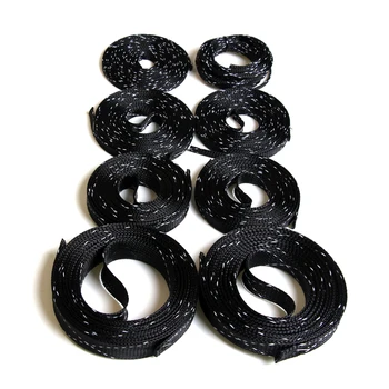 

4/6/8/10/12/15/20/25mm 5M PET Braided Expandable Wire Sleeve High Density Cable Sleeve Sheathing PC Cable Organizer Wire Wrapper