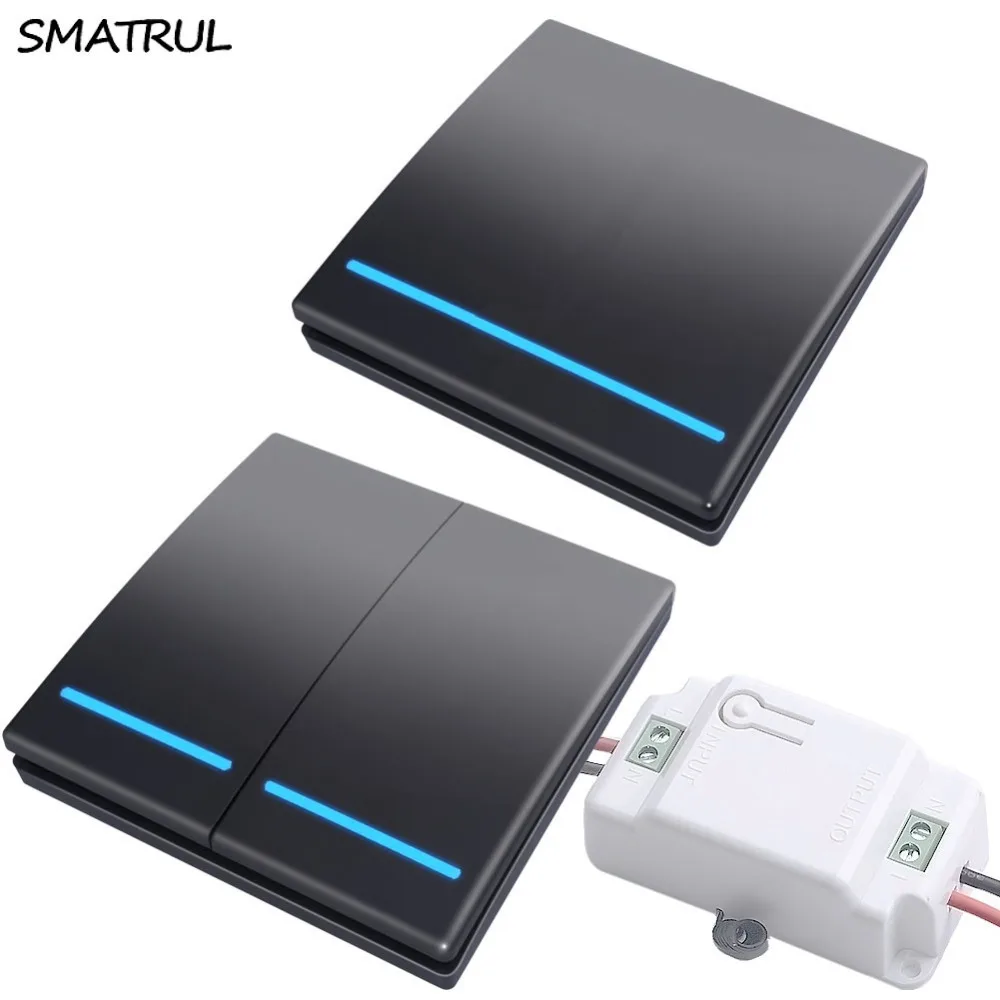 

SMATRUL 433Mhz Wireless Switch Light smart push RF Remote Control 110V 220V Receiver Wall Panel Lamp Christmas + Halloween Gift
