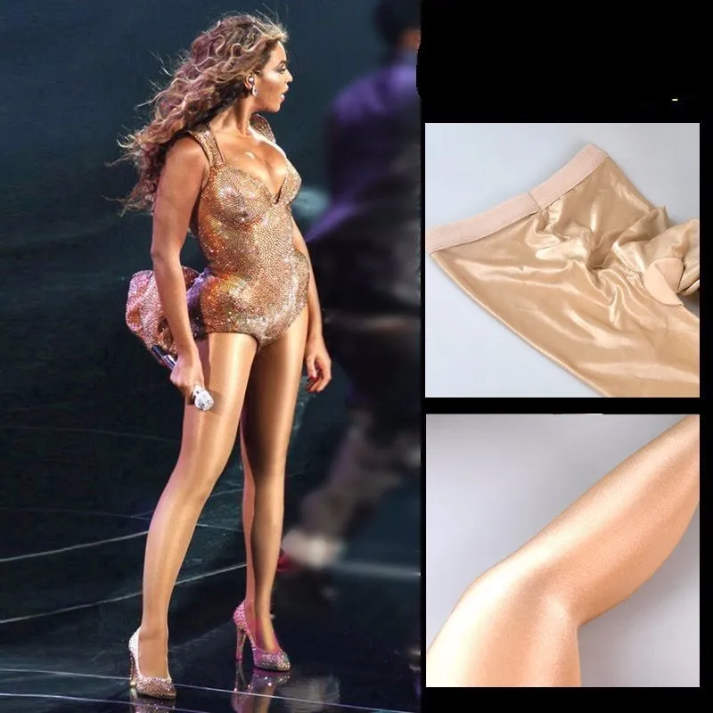 

Sexy Women Shiny Pantyhose Super Elastic Magical Stockings Shinning Glitter Tights Plus Size 70 D Skinny Shimmer Tights Ladies