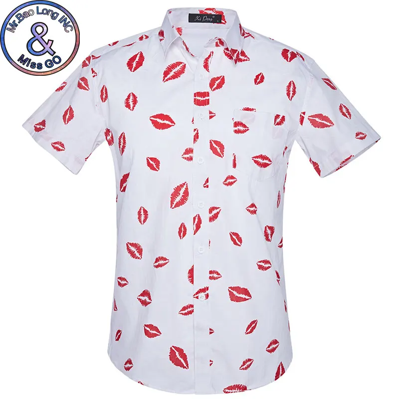Мужская гавайская рубашка с коротким рукавом Chemise Homme 2018 модная сексуальная белая