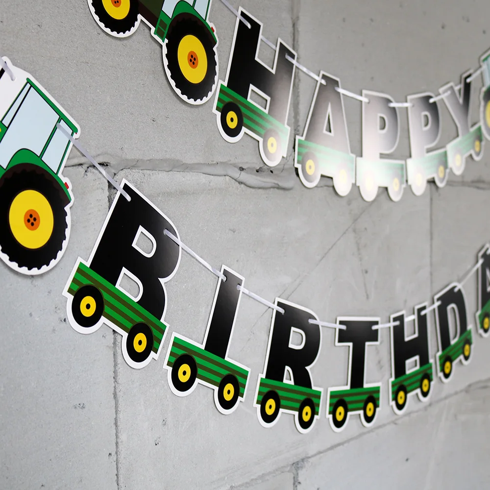 Украшения грузовик экскаватор дети автомобиль Творческие счастливые автомобили день рождения строительство вечерние партии День рождения баннер-гирлянда