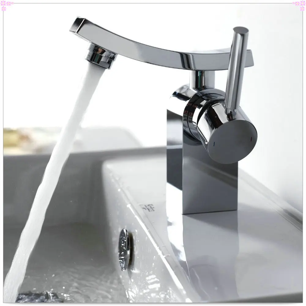 Corona Bathroom Deck Mounted Water Tap Brand Basin Faucets Chrome Brass