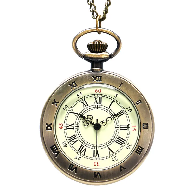 Классическая римская Количество циферблат бронзовая подвеска брелок карманные часы с Цепочки и ожерелья Цепь для Для мужчин Для женщин Reloj