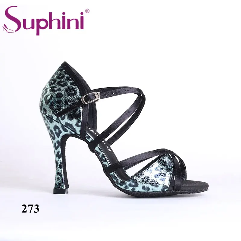 Suphini/Обувь для латинских танцев для женщин; женская Обувь для бальных танцев; атласная профессиональная обувь для сальсы - Цвет: Green 10cm heel