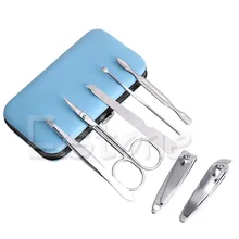7 шт. маникюрный набор для ухода за ногтями Кусачки Ножницы дорожный набор для ухода за ногтями чехол