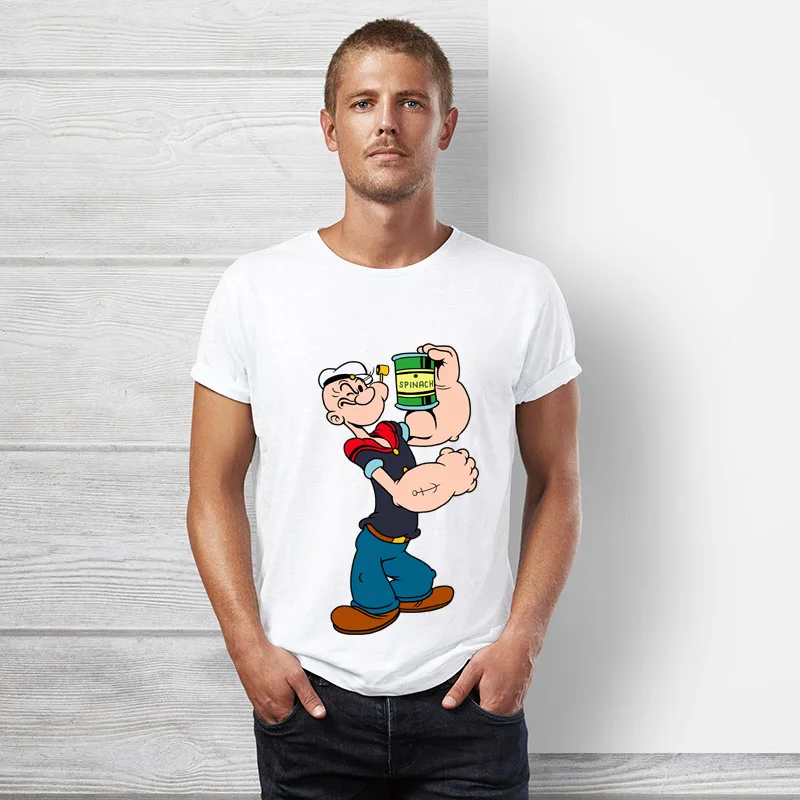 Брендовая одежда True reveler, футболка Popeye, Мужская футболка с коротким рукавом, летняя мультяшная футболка в стиле хип-хоп, забавная футболка из хлопка с моряком