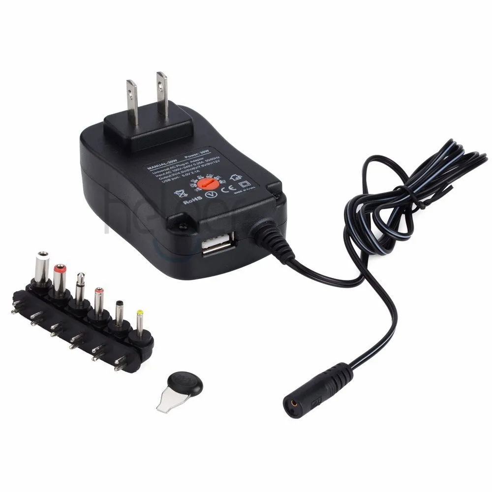 Universal AC/DC Charger, 30W 100V to 240V AC/DC 3V to 12V Adapter Switching Power Supply with 6