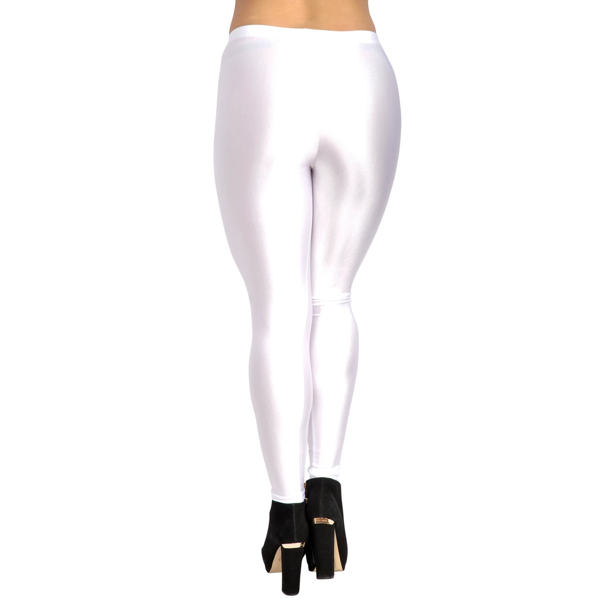 Women's Shiny Candy Neon Leggings Small White (3)