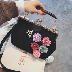 Милый цветок Небольшие сумочки с клапаном для женщин сумки Ins одноцветное цвет клип сумка для леди Сумочка шикарный цветочный вечерние