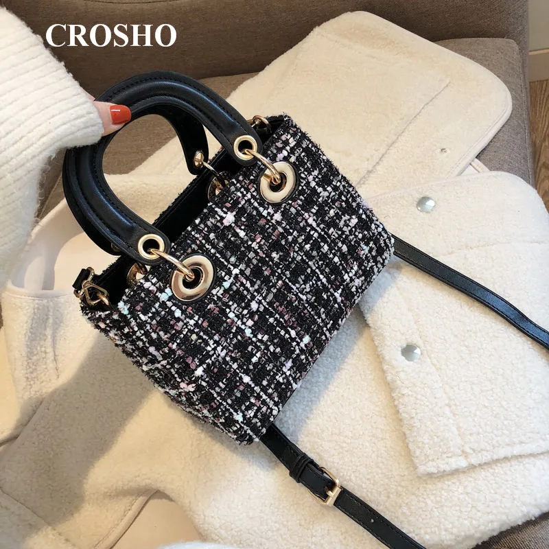 

CROSHO Portable Mini Diana Bag Texture Fashion Felt Single shoulder Crossbody Bag Fashion Messenger Bags Knitting