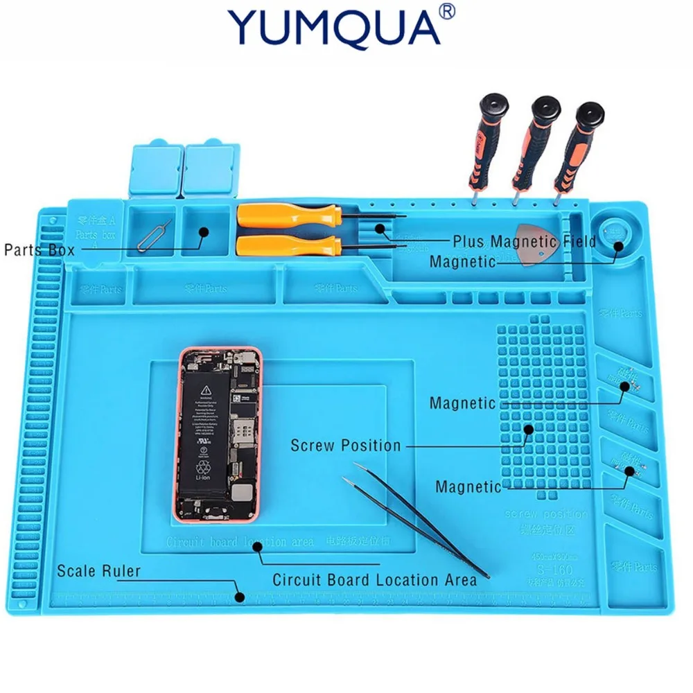 

45x30cm Magnetic Mat Section Heat Insulation Silicone Pad Desk Tools Magnetic Heat Resistant BGA Soldering Repair Station Repair