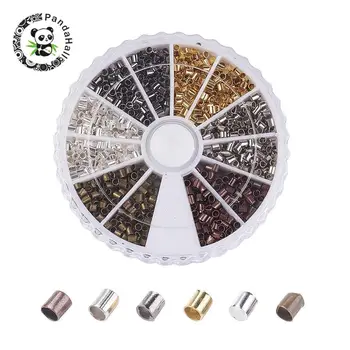 

420pcs/box Column Brass Tube Crimp Beads Jewelry Findings Mixed 6 Colors Cadmium Free Lead Free Nickel Free 3x3mm Hole 2~2.5mm
