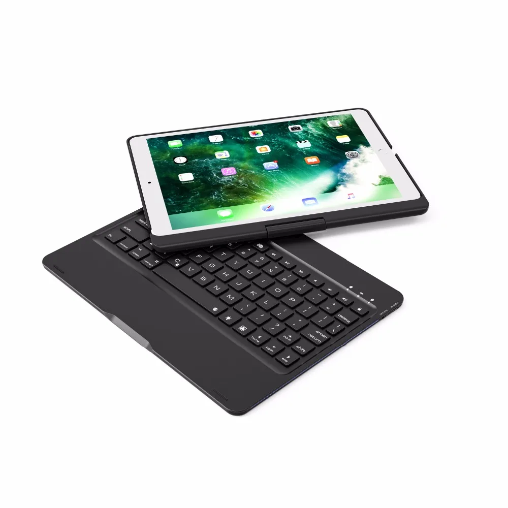 Для iPad Air 3 10,5 чехол с поворотом на 360 градусов 7 цветов светильник с подсветкой Беспроводная Bluetooth клавиатура чехол для iPad Pro 10,5 - Цвет: Black