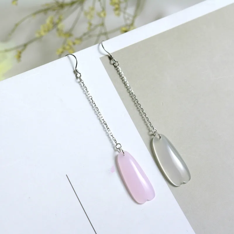 

100% Genuine 925 Sterling Silver White/pink Natural Stone Drop Earrings Jewelry Earrings For Women Earings Fashion Jewelry