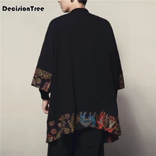 2019 summer Men Cotton Linen Cardigan Jacket Chinese Style Male Fashion Casual Loose Windbreaker Kimono Shawl Outerwear Coat 2019 summer Men Cotton Linen Cardigan Jacket Chinese Style Male Fashion Casual Loose Windbreaker Kimono Shawl Outerwear Coat