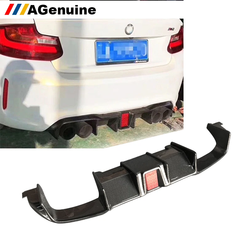 

LED flash lights Full carbon fiber car rear bumper lip diffuser for BMW M2 F87