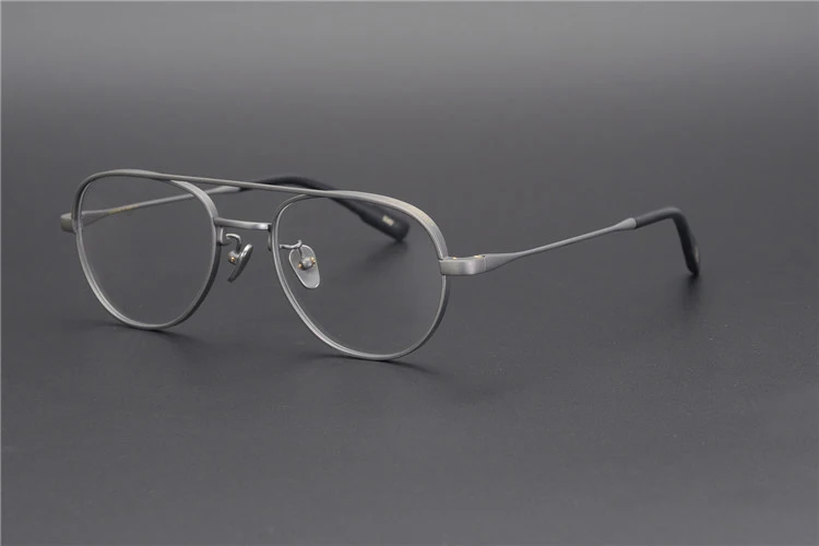 Брендовые титановые мужские прозрачные очки высшего качества ручной работы винтажные Ретро очки пилота оправа мужские оправа с линзами при миопии Oculos - Цвет оправы: Серый