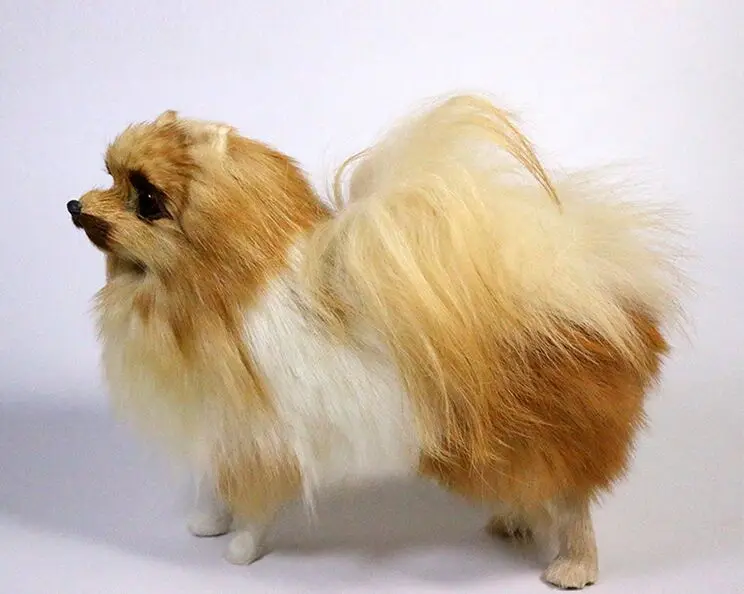 

large 22x19cm artificial dog Pomeranian model,polyethylene&mixed furs dog handicraft Figurines home decoration toy gift a2620