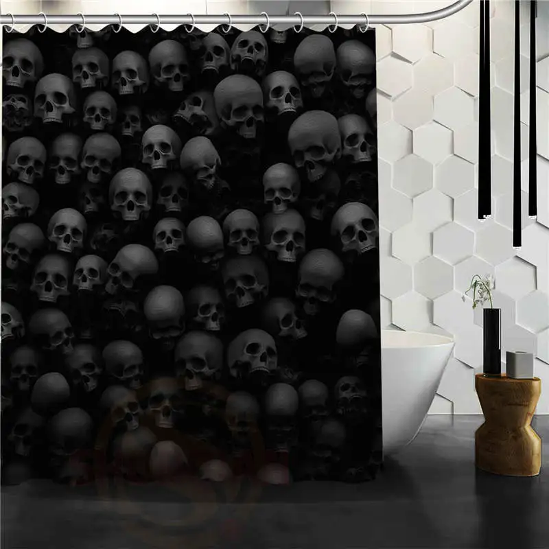 

Custom Skull Shower Curtains Bathroom Mildewproof Polyester Curtains Waterproof Fabric with Hooks