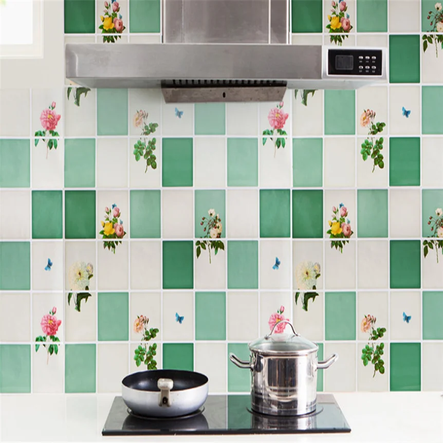 DIY Flower Kitchen Wallpaper Removable Kitchen Sticker Modern Decals Vinyl Art Wall Decoration