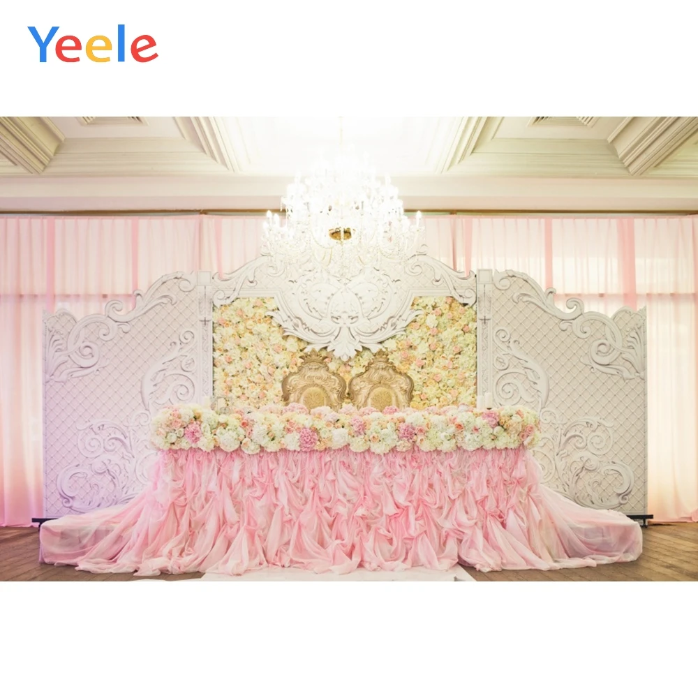 

Yeele Vinyl Wedding Ceremony Curtain Chandelier Flowers Photography Backdrops Love Party Photographic Backgrounds Photo Studio