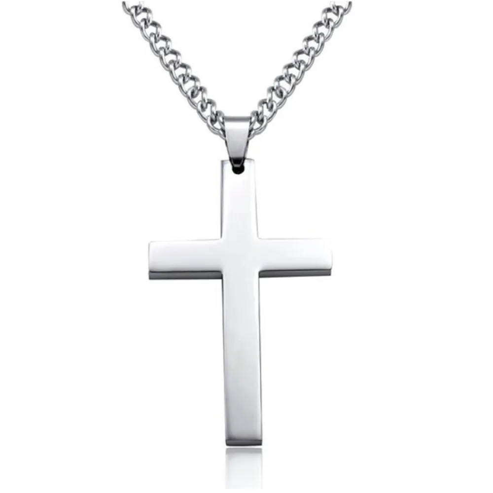 Stainless Steel Titanium Faith Crucifix Cross Pendant Necklace Choker Gold/Black Chain For Men Women Jewelry Jesus Prayer