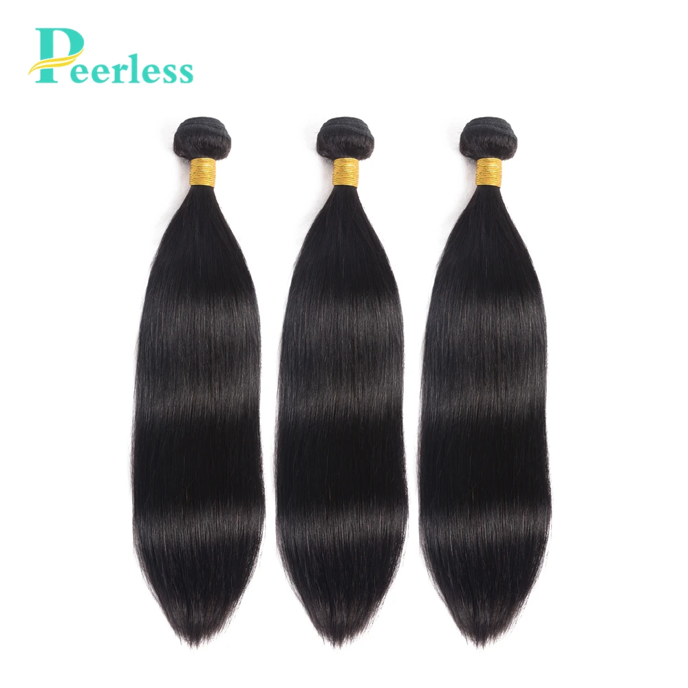 PEERLESS Hair 3 Bundles Malaysian Straight Hair Natural Color Remy