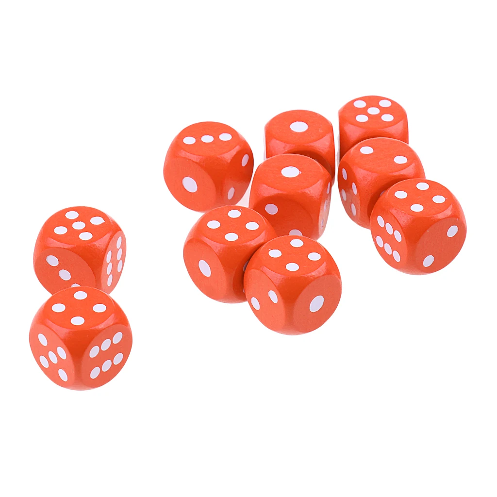 10Pieces Wooden Dice D6 Six Sided Dotted Dice for Dungeons and Dragons DND MTG DIY Outdoor Caping Hiking Gaming Gift Supplies