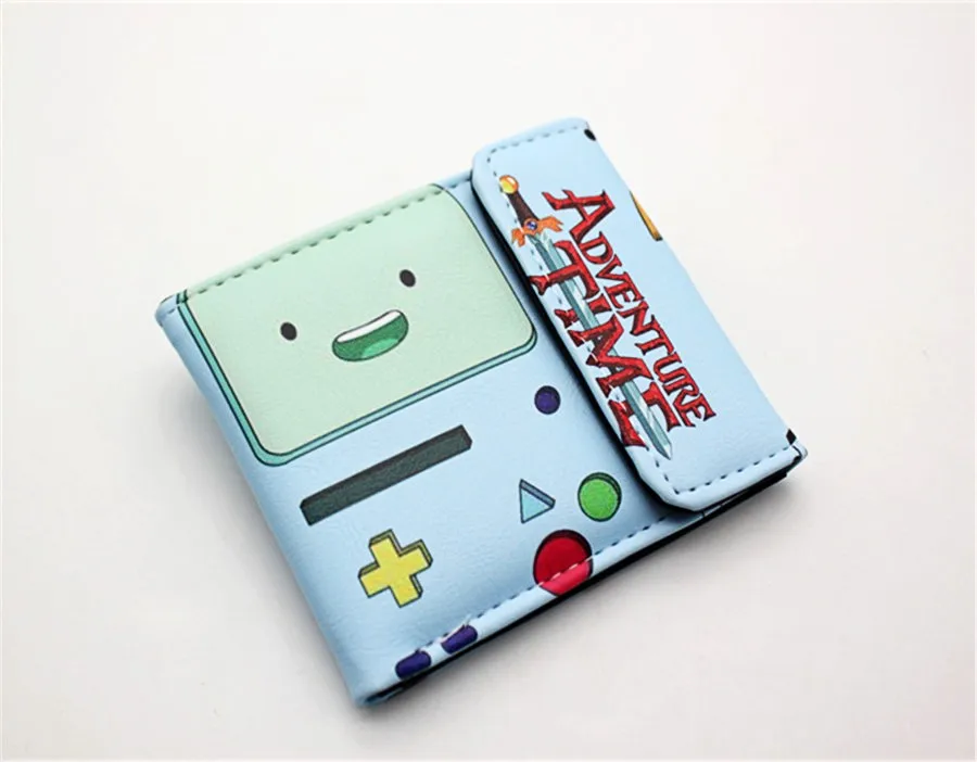 Adventure Time with Finn and Jake BMO Pu короткий бумажник держатель для карт слоя кошелек кожаный мальчиков Для мужчин печати кошельки на кнопке - Цвет: B