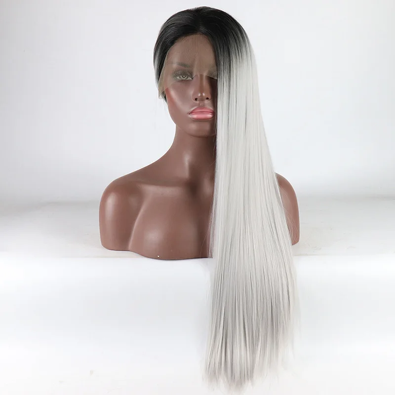 Блондинка предварительно сорвал Синтетические волосы на кружеве парики для Для женщин корни коричневый натуральные локоны парика Glueless